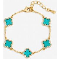 Jon Richard Women's Gold Plated Turquoise Clover Station Bracelet