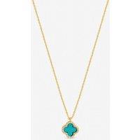 Jon Richard Women's Gold Plated & Turquoise Clover Pendant Necklace