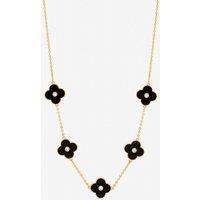 Jon Richard Women's Gold Plated & Jet Polished Clover Necklace