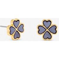 Jon Richard Women's Gold Plated & Lilac Clover Heart Stud Earrings