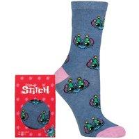 SOCKSHOP Women's 1 Pair Disney Stitch Christmas Gift Boxed Cotton Socks | Size: 4-7