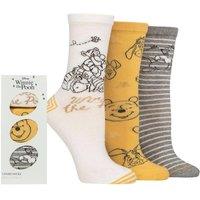 SOCKSHOP Women's 3 Pair Winnie The Pooh Gift Boxed Cotton Socks | Size: 4-7