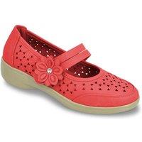 Amber Women's Wide Fit Comfort Bar Shoes Supportive Touch-Fasten Strap Stylish in Coral | Size: 8