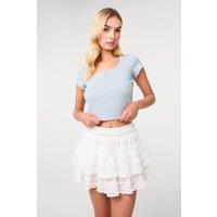 Pink Vanilla Women's Blue Ditsy Print T-Shirt | Size: Medium/Large