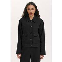 Finery London Women's Kelsie Cotton Canvas Button Front Jacket in Black | Size: 12