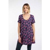 Weird Fish Women's Nuri Printed Viscose Tunic in Mid Navy | Size: 12