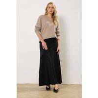 Long Tall Sally Women's Tall Seam Front Flared Maxi Skirt in Black | Size: 20