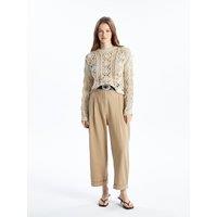 Dexia Women's Open-Knit Cotton-Linen Long Sleeve Blouse in Ecru | Size: Small