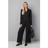 Wallis Women's Petite Pleat Detail Front Button Detail Trouser in Black | Size: 14
