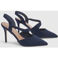 Wallis Women's Wide Fit Everly Asymmetric Pointed Stiletto High Heel Court Shoes in Navy | Size: 4