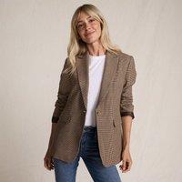 Lands' End Women's Checked Blazer in Tan | Size: 18