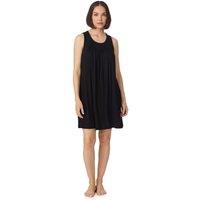 DKNY Women's Sleeveless crew neck midi sleep tank chemise with pleats in black | Size: Small