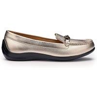 Hotter Women's Wide Fit 'Dover' Loafers in Metallic Gold | Size: 6.5