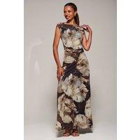 Jolie Moi Women's Multiway Neckline Mesh Maxi Dress in Brown | Size: 12