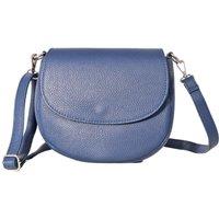 Sarta Women's Cassandra Italian Leather Crescent Crossbody - Navy Blue, Pebbled in Blue