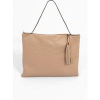 Sarta Women's Dulce Italian Leather Large Tote Bag - Taupe, Pebbled in Taupe