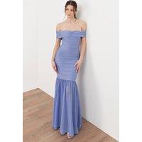 Maya Deluxe Women's Bardot Bandage Maxi Dress in Blue | Size: 8