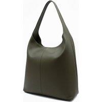 Kitise Women's Genuine Italian Leather Slouchy Tote Shoulder Handbag in Dark Green