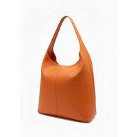 Kitise Women's Genuine Italian Leather Slouchy Tote Shoulder Handbag in Orange