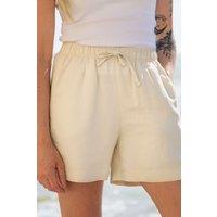 Rapanui Clothing Women's Linen Shorts in Beige | Size: 16