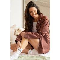 Rapanui Clothing Women's Cotton Pyjama Shirt in Terracotta | Size: 14