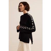 Phase Eight Women's Leia Stitch Sleeve Detail Jumper in Black | Size: Small
