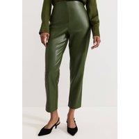 Phase Eight Women's Mya High-Rise Pu Crop Trousers in Dark Olive | Size: 8