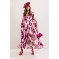 Phase Eight Women's Natalia Floral Pleated Maxi Dress in Fuchsia | Size: 14