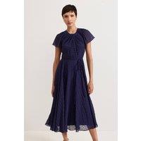 Phase Eight Women's Gwen Pleated Textured Dress in Dark Navy | Size: 20