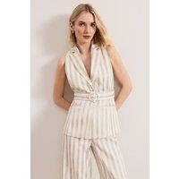 Phase Eight Women's Tabitha Belted Waistcoat in Off-White | Size: 14