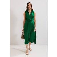 Phase Eight Women's Sculpted Tie-Waist Midi Shirt Dress in Bottle Green | Size: 20