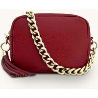 Apatchy London Women's Leather Crossbody Bag With Gold Chain Shoulder Strap in Red