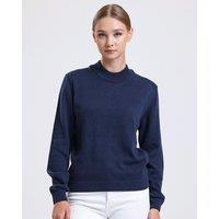 Alse Studio Women's Premium Quality 100% Cotton Turtle Neck Long Sleeve Jumper in Navy | Size: Small