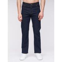 Henleys Breeze Men's Straight-Fit Stretch Denim Jeans with Woven Label Detail in Dark Blue | Size: W32 L32