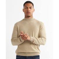 Alse Studio Men's Turtleneck Jumper 100% Cotton Premium Quality in Beige | Size: XL