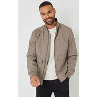 threadbare Men's Patch Pocket Funnel Neck Harrington Style Jacket in Brown | Size: 2XL