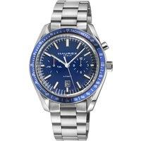 Haurex Italy Men's Missione 316L Steel Blue Bezel Blue Dial Bracelet Watch in Silver