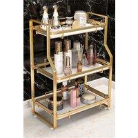 Living and Home 3 Tier Cosmetic Organizer Makeup Storage Shelf Spice Rack Bathroom Kitchen Countertop Bottle Holder in Gold