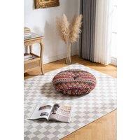Living and Home Bohemian Style Detachable Round Floor Cushion in Red