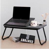 Living and Home Adjustable Laptop Bed Desk with Cup Holder in Black
