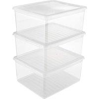 Keeeper Set of 3 Storage Boxes with Lid & Air Control System 18 Litre in Clear
