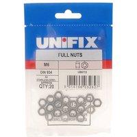 Unifix A2-304 Full Nuts M6 x 1.00 Bag of 20 in Silver