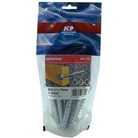 JCP CONSTRUCTION PRODUCTS Ankerbolts Hexagon Head BZP 10/12 x 75mm Bag of 12 in Silver