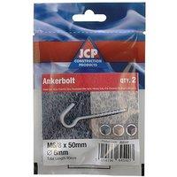 JCP CONSTRUCTION PRODUCTS Hook Bolts Bzp 6/8 x 50mm Bag of 2 in Silver
