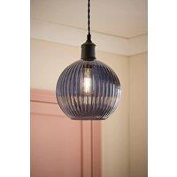 ValueLights Maddison Navy Blue Ribbed Glass Globe Easy Fit Pendant Lamp Shade
