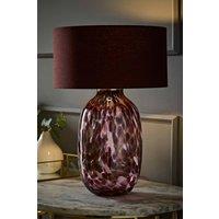 ValueLights Belinda Confetti Glass Table Lamp with Fabric Drum Shade in Burgundy