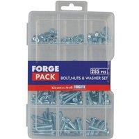 Forgefix Hexagon Bolt Nut & Washer Kit Forge Pack 285 Piece in Silver