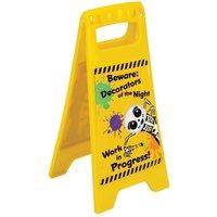 VFM e-Store The Boo Crew Halloween Decorations Warning Sign Work in Progress Decor in Yellow
