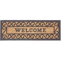 Homescapes Welcome Rubber & Coir Doormat in Black | Size: 25 cm x 75 cm