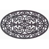 Homescapes Black Wrought Iron Effect Parisian Oval Rubber Doormat | Size: 44 cm x 70 cm